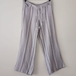 Lane Bryant Linen Stripes Wide Leg Waist Band Pants 14/16 XXL (T20)